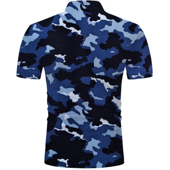 Best OUKU Men's Camo Sports Polo Shirts Golf Shirt Short Sleeve Polo Shirts Collared Shirts Casual Sportswear Vacation Wear Buttons 3D Print Blue