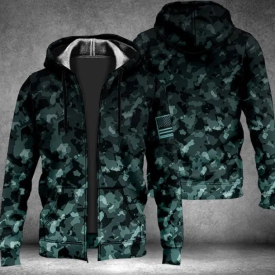 Outlet OUKU Men's Camouflage Graphic Prints Hoodie Hoodies Sweatshirt Streetwear Designer Long Sleeve Hooded Sports & Outdoor Daily Sports Red Blue Zipper Print Spring & Fall Designer
