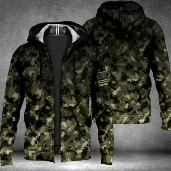 Outlet OUKU Men's Camouflage Graphic Prints Hoodie Hoodies Sweatshirt Streetwear Designer Long Sleeve Hooded Sports & Outdoor Daily Sports Red Blue Zipper Print Spring & Fall Designer