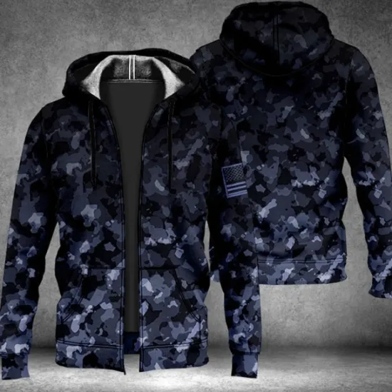Outlet OUKU Men's Camouflage Graphic Prints Hoodie Hoodies Sweatshirt Streetwear Designer Long Sleeve Hooded Sports & Outdoor Daily Sports Red Blue Zipper Print Spring & Fall Designer