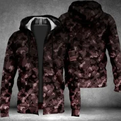 Outlet OUKU Men's Camouflage Graphic Prints Hoodie Hoodies Sweatshirt Streetwear Designer Long Sleeve Hooded Sports & Outdoor Daily Sports Red Blue Zipper Print Spring & Fall Designer