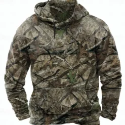Sale OUKU Men's Camouflage Hoodies Sweatshirt Ethnic Casual Long Sleeve Crew Neck Holiday Hunting Red Green Drawstring Fall Winter Designer