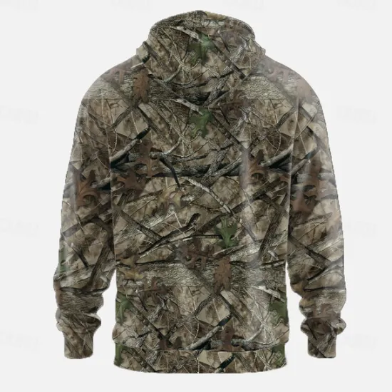 Sale OUKU Men's Camouflage Hoodies Sweatshirt Ethnic Casual Long Sleeve Crew Neck Holiday Hunting Red Green Drawstring Fall Winter Designer