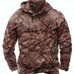 Sale OUKU Men's Camouflage Hoodies Sweatshirt Ethnic Casual Long Sleeve Crew Neck Holiday Hunting Red Green Drawstring Fall Winter Designer