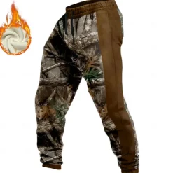 OUKU Men's Camouflage Hunting Fleece Sweatpants Drawstring Elastic Waist Casual Vintage Retro Outdoor Streetwear with Pockets Warm Fleece Lined Winter 3D Print Blue Green khaki