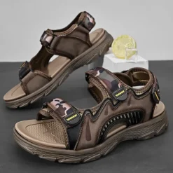 New OUKU Men's Camouflage Sport Sandals with Adjustable Velcro Straps, Breathable Design and Durable Sole for Hiking, Outdoor Activities and Summer Wear