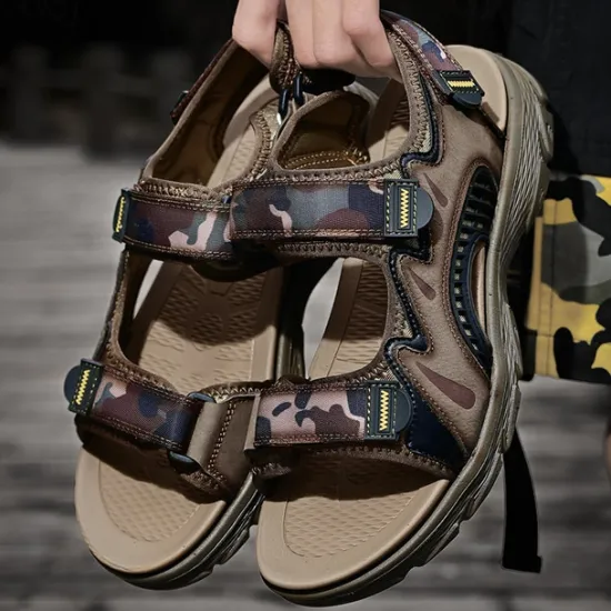 New OUKU Men's Camouflage Sport Sandals with Adjustable Velcro Straps, Breathable Design and Durable Sole for Hiking, Outdoor Activities and Summer Wear