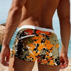 New OUKU Men's Camouflage Swim Trunks Swim Shorts Board Shorts Mid Waist 3D Print Hawaiian Surfing Holiday Beach Drawstring with Mesh lining Elastic Waist Designer Clothing Apparel