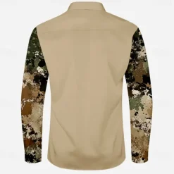 OUKU Men's Camouflage Western Shirt Cowboy Shirt Long Sleeve Western Vintage Retro Outdoor Casual Spring Fall Turndown Button Up Collared Shirts Front Two Pockets Brown Green Khaki