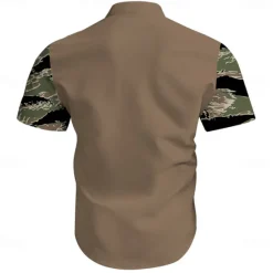 Online OUKU Men's Camouflage Western Shirt Cowboy Shirt Short Sleeve Western Vintage Retro Outdoor Casual Summer Spring Turndown Button Up Collared Shirts Front Two Pockets Black Green Khaki