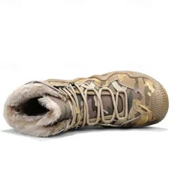 Best OUKU Men's Camouflage Winter Hiking Boots with Fur Lining – Waterproof Insulated Outdoor Snow Boots Khaki