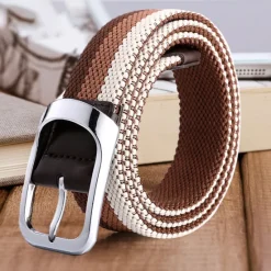 Sale OUKU Men's Canvas Belt Braided Belts Black White Polyester Alloy Stripe Daily Wear Going out Weekend