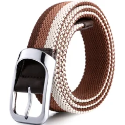 Sale OUKU Men's Canvas Belt Braided Belts Black White Polyester Alloy Stripe Daily Wear Going out Weekend