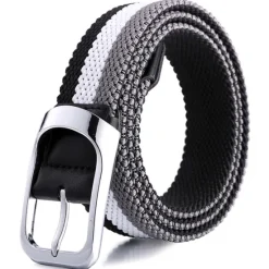 Sale OUKU Men's Canvas Belt Braided Belts Black White Polyester Alloy Stripe Daily Wear Going out Weekend