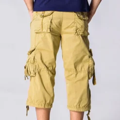 Sale OUKU Men's Capri Cargo Shorts Cargo Shorts Capri Pants Shorts Summer Shorts Multi Pocket Flap Pocket Plain Comfort Wearable Knee Length Outdoor Sport Daily Fashion Casual Army Green Red