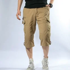 Sale OUKU Men's Capri Cargo Shorts Cargo Shorts Capri Pants Camo Shorts Shorts Pocket Plain Camouflage Comfort Breathable Outdoor Daily Going out Fashion Casual Camouflage Black Black