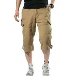 Sale OUKU Men's Capri Cargo Shorts Cargo Shorts Capri Pants Camo Shorts Shorts Pocket Plain Camouflage Comfort Breathable Outdoor Daily Going out Fashion Casual Camouflage Black Black