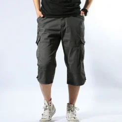 Sale OUKU Men's Capri Cargo Shorts Cargo Shorts Capri Pants Camo Shorts Shorts Pocket Plain Camouflage Comfort Breathable Outdoor Daily Going out Fashion Casual Camouflage Black Black
