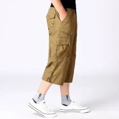 Sale OUKU Men's Capri Cargo Shorts Cargo Shorts Capri Pants Camo Shorts Shorts Pocket Plain Camouflage Comfort Breathable Outdoor Daily Going out Fashion Casual Camouflage Black Black