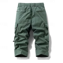 Hot OUKU Men's Capri Cargo Shorts Capri Pants Drawstring Elastic Waist Multi Pocket Plain Comfort Wearable Calf-Length Outdoor Sport Daily Fashion Casual Black Khaki