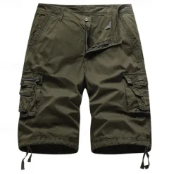 Discount OUKU Men's Capri Cargo Shorts Cargo Shorts Shorts Hiking Shorts Buttons Multi Pocket Plain Comfort Soft Knee Length Outdoor Casual Daily Fashion Streetwear Black Red Micro-elastic