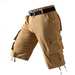 Clearance OUKU Men's Capri Cargo Shorts Cargo Shorts Capri Pants Shorts Summer Shorts Zipper Multiple Pockets Flap Pocket Plain Comfort Breathable Knee Length Outdoor Vacation Sporty Casual Red Khaki