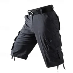 Clearance OUKU Men's Capri Cargo Shorts Cargo Shorts Capri Pants Shorts Summer Shorts Zipper Multiple Pockets Flap Pocket Plain Comfort Breathable Knee Length Outdoor Vacation Sporty Casual Red Khaki