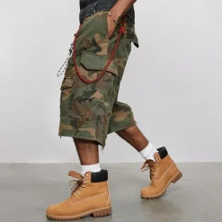 New OUKU Men's Capri Cargo Shorts Cargo Shorts Capri Pants Cut Out Multi Pocket Camouflage Comfort Wearable Calf-Length Outdoor Sport Daily Fashion Casual Camouflage Green
