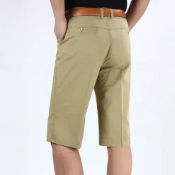Outlet OUKU Men's Capri Pants Dress Shorts Work Shorts Solid Color Wrinkle Resistant Calf-Length Casual Weekend Casual Black Army Green High Waist Micro-elastic