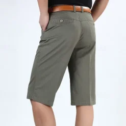 Outlet OUKU Men's Capri Pants Dress Shorts Work Shorts Solid Color Wrinkle Resistant Calf-Length Casual Weekend Casual Black Army Green High Waist Micro-elastic