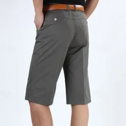 Outlet OUKU Men's Capri Pants Dress Shorts Work Shorts Solid Color Wrinkle Resistant Calf-Length Casual Weekend Casual Black Army Green High Waist Micro-elastic