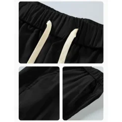 New OUKU Men's Capri Pants Linen Shorts Summer Shorts Beach Shorts Harem Pants Pocket Drawstring Elastic Waist Plain Comfort Breathable Calf-Length Vacation Holiday Beach Hawaiian Boho Black White