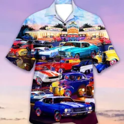 Online OUKU Men's Car Shirt Summer Hawaiian Shirt Aloha Shirt Shirt Turndown Fashion Designer Casual Outdoor Street Casual Yellow Red Purple S M L