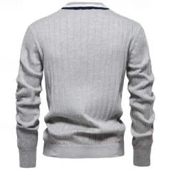 Sale OUKU Men's Cardigan Sweater Cropped Sweater Knit Sweater Ribbed Knit Regular Patchwork Button-Down Color Block V Neck Fashion Classic Daily Wear Date Clothing Apparel Fall & Winter Black Navy Blue S M L