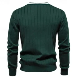 Sale OUKU Men's Cardigan Sweater Cropped Sweater Knit Sweater Ribbed Knit Regular Patchwork Button-Down Color Block V Neck Fashion Classic Daily Wear Date Clothing Apparel Fall & Winter Black Navy Blue S M L