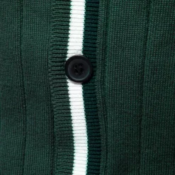 Hot OUKU Men's Cardigan Sweater Knit Button Up with White Trim Striped Deep V Knitwear Elegant School Training Clothing Apparel Bishop Sleeve Fall Winter Black Navy Blue S M L