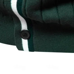 Hot OUKU Men's Cardigan Sweater Knit Button Up with White Trim Striped Deep V Knitwear Elegant School Training Clothing Apparel Bishop Sleeve Fall Winter Black Navy Blue S M L