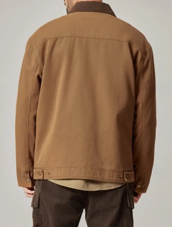 New OUKU Men's Cargo Jacket Transition Jacket Daily Windbreaker Pocket All Seasons Plain Work Lapel Regular Black Khaki Coffee Jacket