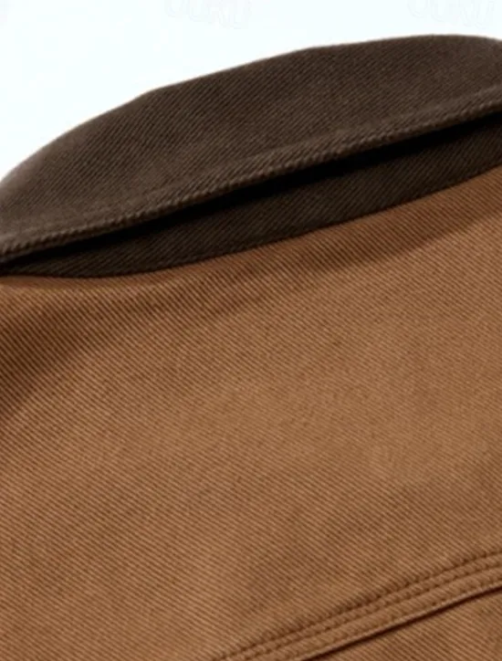 New OUKU Men's Cargo Jacket Transition Jacket Daily Windbreaker Pocket All Seasons Plain Work Lapel Regular Black Khaki Coffee Jacket