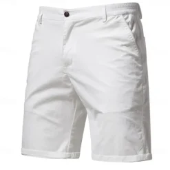 Sale OUKU Men's Cargo Pants Buttons Pocket Solid Color Breathable Outdoor Short Outdoor Party Business Simple Classic Style Black White Micro-elastic