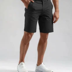 Sale OUKU Men's Cargo Pants Buttons Pocket Solid Color Breathable Outdoor Short Outdoor Party Business Simple Classic Style Black White Micro-elastic