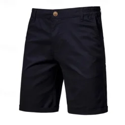 Sale OUKU Men's Cargo Pants Buttons Pocket Solid Color Breathable Outdoor Short Outdoor Party Business Simple Classic Style Black White Micro-elastic