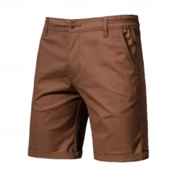 Best OUKU Men's Cargo Pants Buttons Pocket Solid Color Breathable Outdoor Short Outdoor Party Business Simple Classic Style Black White Micro-elastic