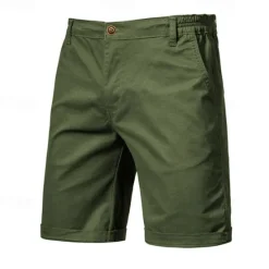 New OUKU Men's Cargo Pants Buttons Pocket Solid Color Breathable Outdoor Short Outdoor Party Business Simple Classic Style Black White Micro-elastic