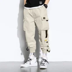 Best OUKU Men's Cargo Pants Cargo Trousers Joggers Trousers Harem Pants Drawstring Elastic Waist Leg Drawstring Plain Full Length Casual Daily Streetwear Hip Hop Black Army Green Micro-elastic