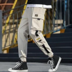 Best OUKU Men's Cargo Pants Cargo Trousers Joggers Trousers Harem Pants Drawstring Elastic Waist Leg Drawstring Plain Full Length Casual Daily Streetwear Hip Hop Black Army Green Micro-elastic