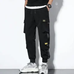 Best OUKU Men's Cargo Pants Cargo Trousers Joggers Trousers Harem Pants Drawstring Elastic Waist Leg Drawstring Plain Full Length Casual Daily Streetwear Hip Hop Black Army Green Micro-elastic