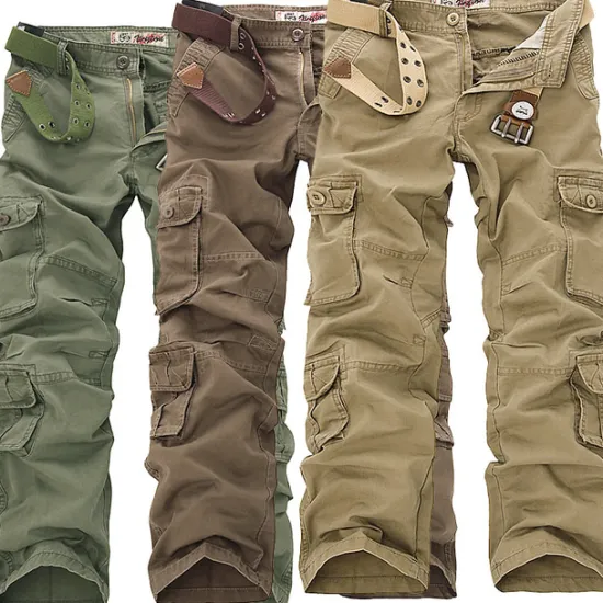Clearance OUKU Men's Cargo Pants Cargo Trousers Combat Trousers Trousers Multi Pocket Plain Full Length Casual Black khaki Micro-elastic