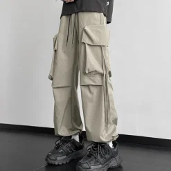 Clearance OUKU Men's Cargo Pants Cargo Trousers Baggy Pants Pocket Drawstring Elastic Waist Plain Comfort Breathable Outdoor Daily Going out Fashion Casual Black Khaki