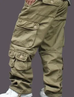 New OUKU Men's Cargo Pants Cargo Trousers Combat Trousers Work Pants Pocket Plain Comfort Breathable Outdoor Daily Going out Casual Big and Tall Black Army Green
